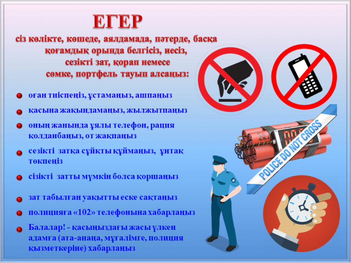 Терроризм актінің қауіпі туынадаған немесе терроризм акті жасалған жағдайдағы әрекеттер туралы  ЖАДЫНАМА